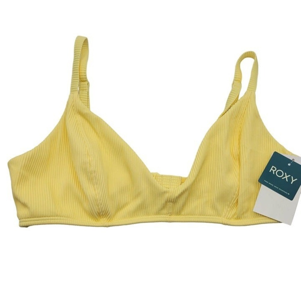 Roxy Bikini Top Ribbed Yellow Love The Perfect 10 Ribbed XL NWT